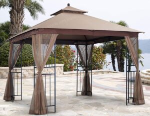 APEX GARDEN Harmony 10 ft. x 10 ft. Gazebo with Mosquito Net and Corner Shelves