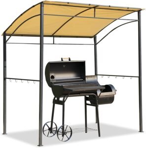 Outsunny 7’x5’ BBQ Grill Gazebo Tent Garden Grill Metal Frame and Canopy with Hooks Outdoor Sun Shade