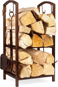 Best Choice Products 5-Piece Indoor Outdoor Wrought Iron Firewood Log Storage Ra