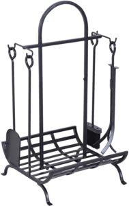 HOMCOM Indoor Outdoor Firewood Rack with 4 Tools