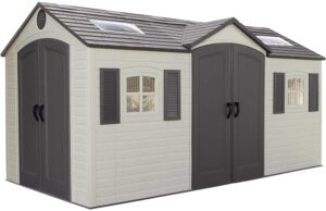 Lifetime 60079 Outdoor Storage Dual Entry Shed, 15 x 8 ft, Desert Sand